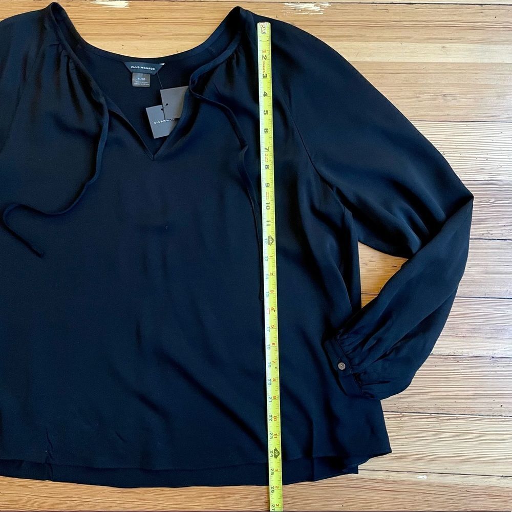 Club Monaco Tie Neck Swing Top. Black, Size XL. NWT. - Picture 7 of 11